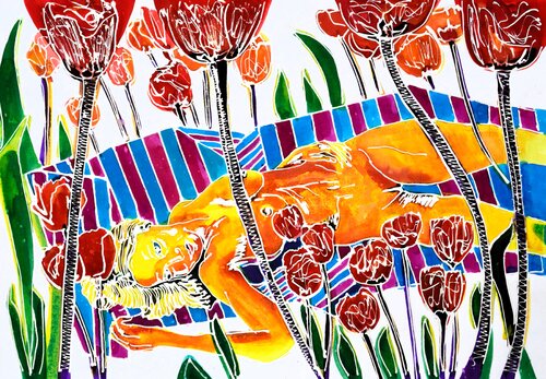 Frau mit Mohnblumen Udo von Gelden