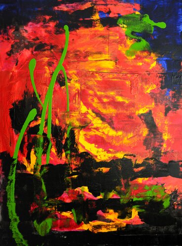 Abstrakt Farbenspiel Feuer van Udo von Gelden, Schilderij te koop op Singulart