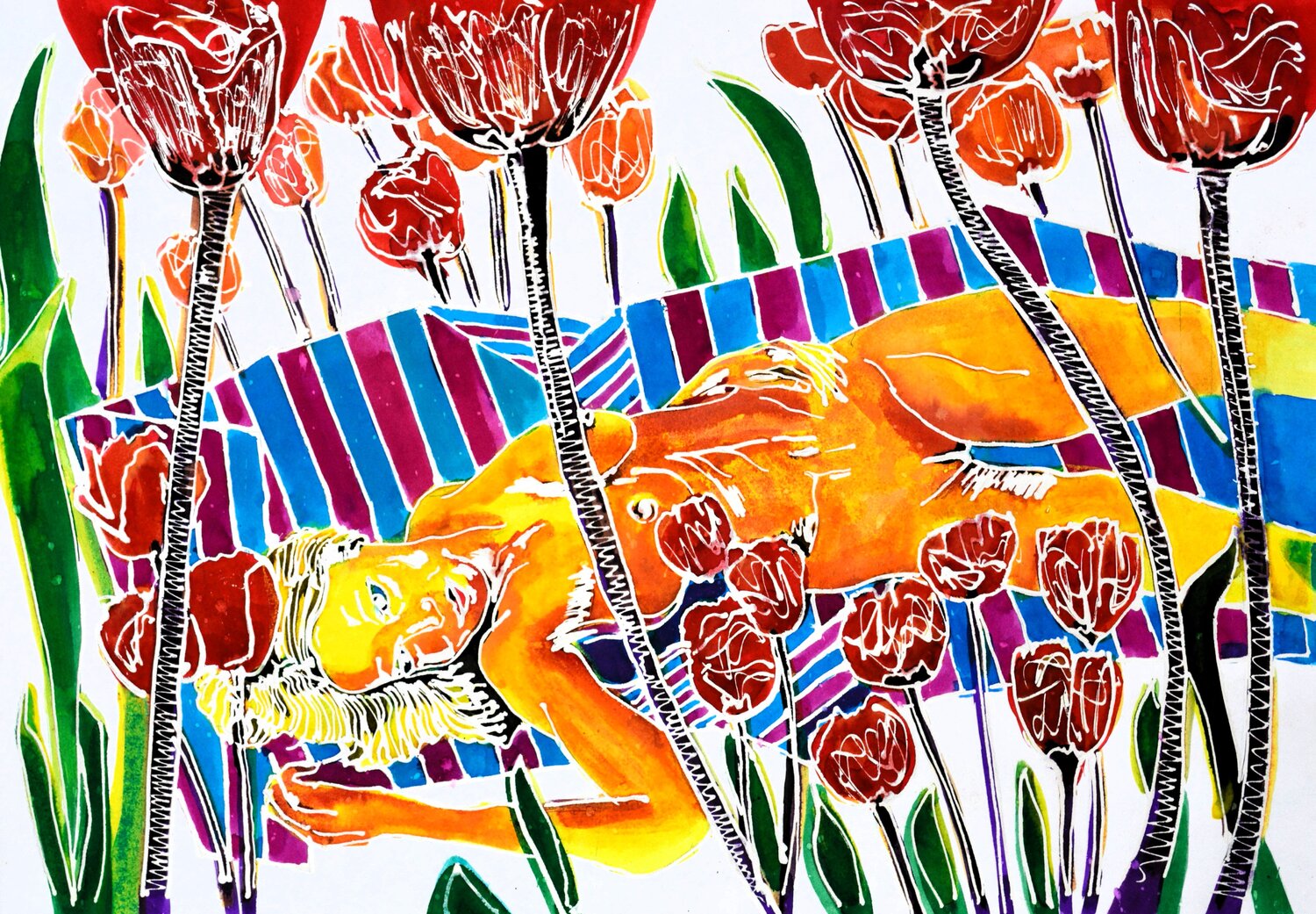 Frau mit Mohnblumen Udo von Gelden