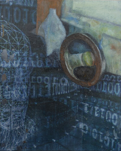 Zwischen Mensch und Maschine - Steuerkurs 2075 di Petra Knauer, Pittura in vendita su Singulart