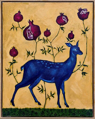 Deer with Pomegranates par Fernando Cidoncha, Peinture en vente sur Singulart