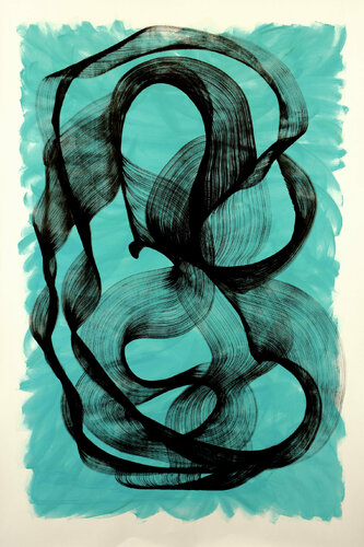 Flow in Turquoise V2 van Alan Toledano, Werk op papier te koop op Singulart