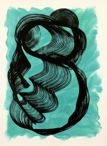 Flow in Turquoise V4 von Alan Toledano, Werk auf Papier kaufen auf Singulart