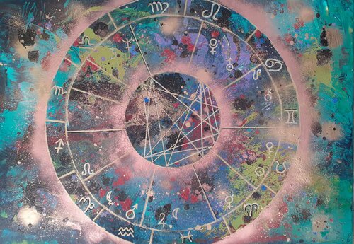 Horoscope Leonardo da Vinci van Ivana Brazdova, Schilderij te koop op Singulart