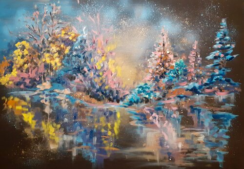 Colourful dream the night van Ivana Brazdova, Schilderij te koop op Singulart