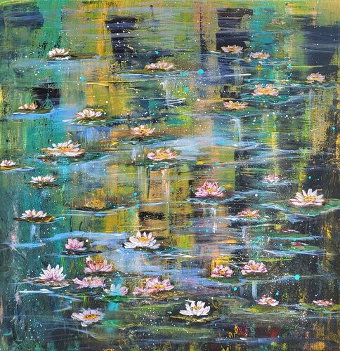 water lilies III van Ivana Brazdova, Schilderij te koop op Singulart