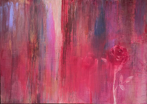 "rosenrot" van Gerlinde Kosina, Schilderij te koop op Singulart