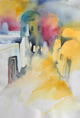 santorini 1 de Gerlinde Kosina, Obra en papel a la venta en Singulart