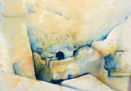 finikia - unvergessen - santorin - oia di Gerlinde Kosina, Opera su carta in vendita su Singulart