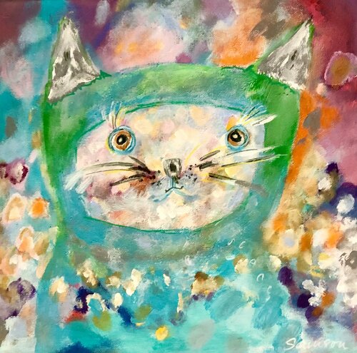 Katze mit Mütze by Anne Samson, Painting for Sale on Singulart