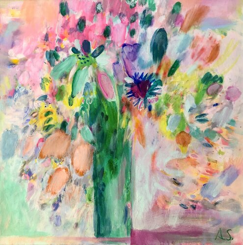 spring on the easel di Anne Samson, Pittura in vendita su Singulart