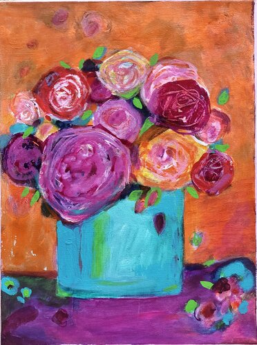Pink Roses von Anne Samson, Malerei kaufen auf Singulart