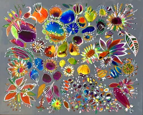 Abstract. Little flowers. di Anne Samson, Pittura in vendita su Singulart