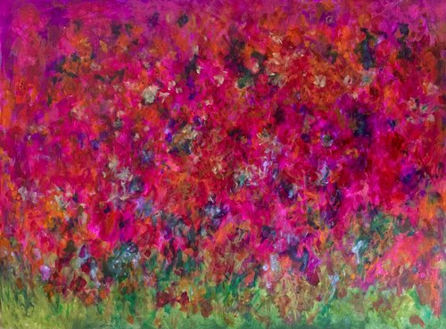 Azaleen. Rot und Pink und Grün von Anne Samson, Malerei kaufen auf Singulart