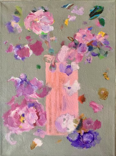 Rosaroter Blütenregen di Anne Samson, Pittura in vendita su Singulart