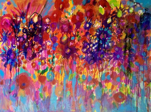 Exploding flowers di Anne Samson, Pittura in vendita su Singulart