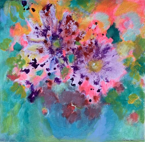 Abstract flowers van Anne Samson, Schilderij te koop op Singulart