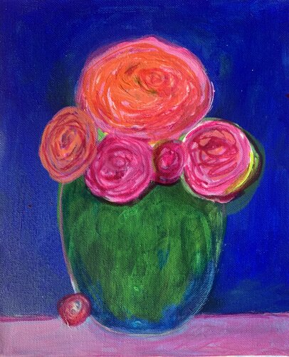 Rote Blumen di Anne Samson, Pittura in vendita su Singulart