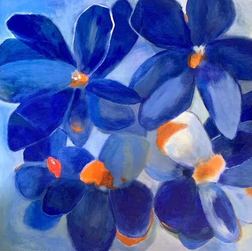 Abstract: Blue flowers. von Anne Samson, Malerei kaufen auf Singulart