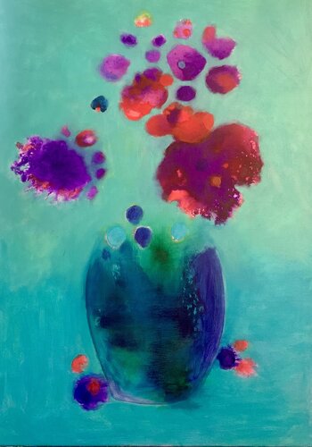 Abstract flowers by Anne Samson, Painting for Sale on Singulart