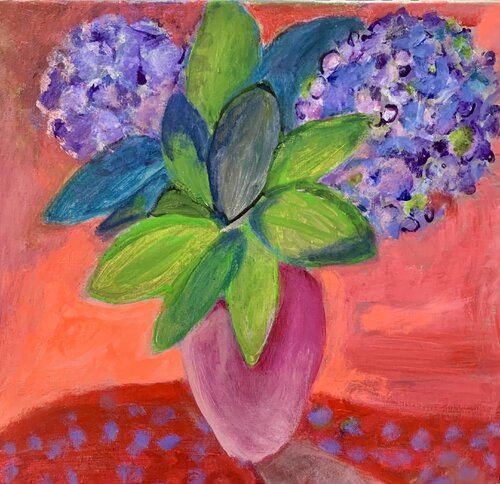 Blaue Hortensien by Anne Samson, Painting for Sale on Singulart