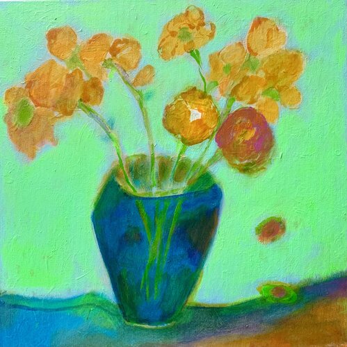 Gelbe Blumen di Anne Samson, Pittura in vendita su Singulart