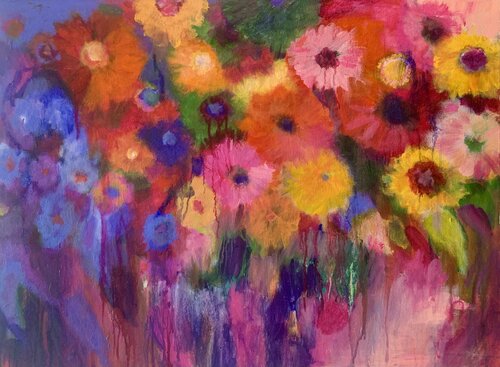 Exploring flowers van Anne Samson, Schilderij te koop op Singulart