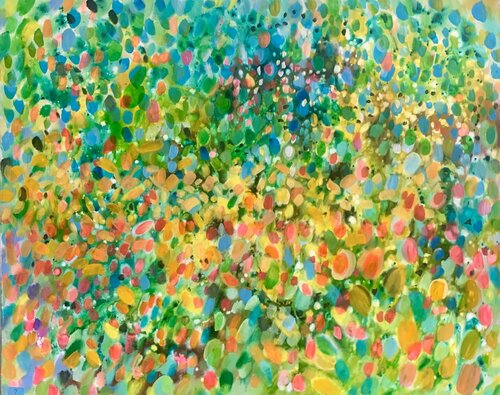 Abstract in Green and Yellow. di Anne Samson, Pittura in vendita su Singulart