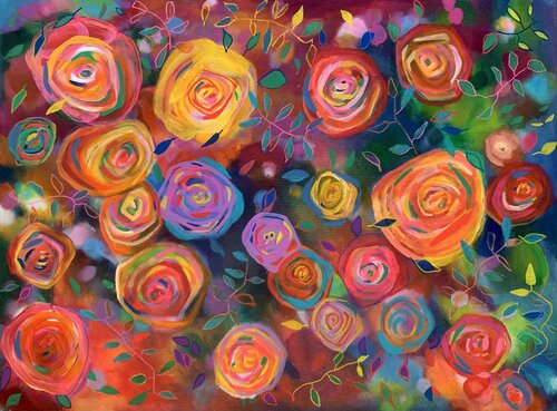 Gesang der bunten Rosen von Anne Samson, Malerei kaufen auf Singulart