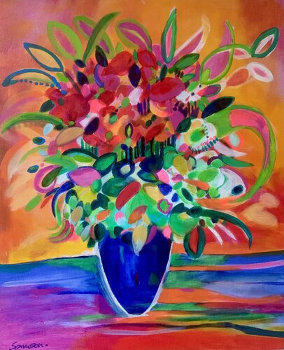 Glowing red flowers von Anne Samson, Malerei kaufen auf Singulart