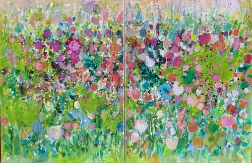 Printemps. Spring. Frühling. Diptychon. by Anne Samson, Painting for Sale on Singulart