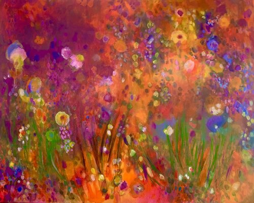 Glowing flowers de Anne Samson, Pintura a la venta en Singulart