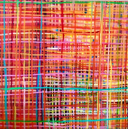 Dripping II Red Yellow di Anne Samson, Pittura in vendita su Singulart