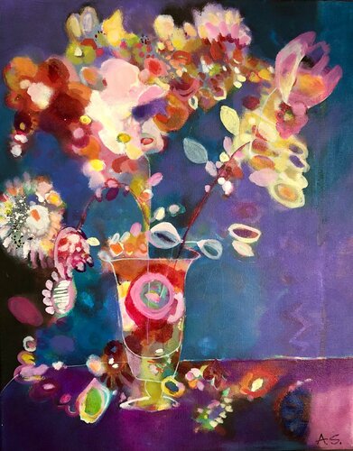Night flowers de Anne Samson, Pintura a la venta en Singulart