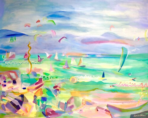 summer beach di Anne Samson, Pittura in vendita su Singulart
