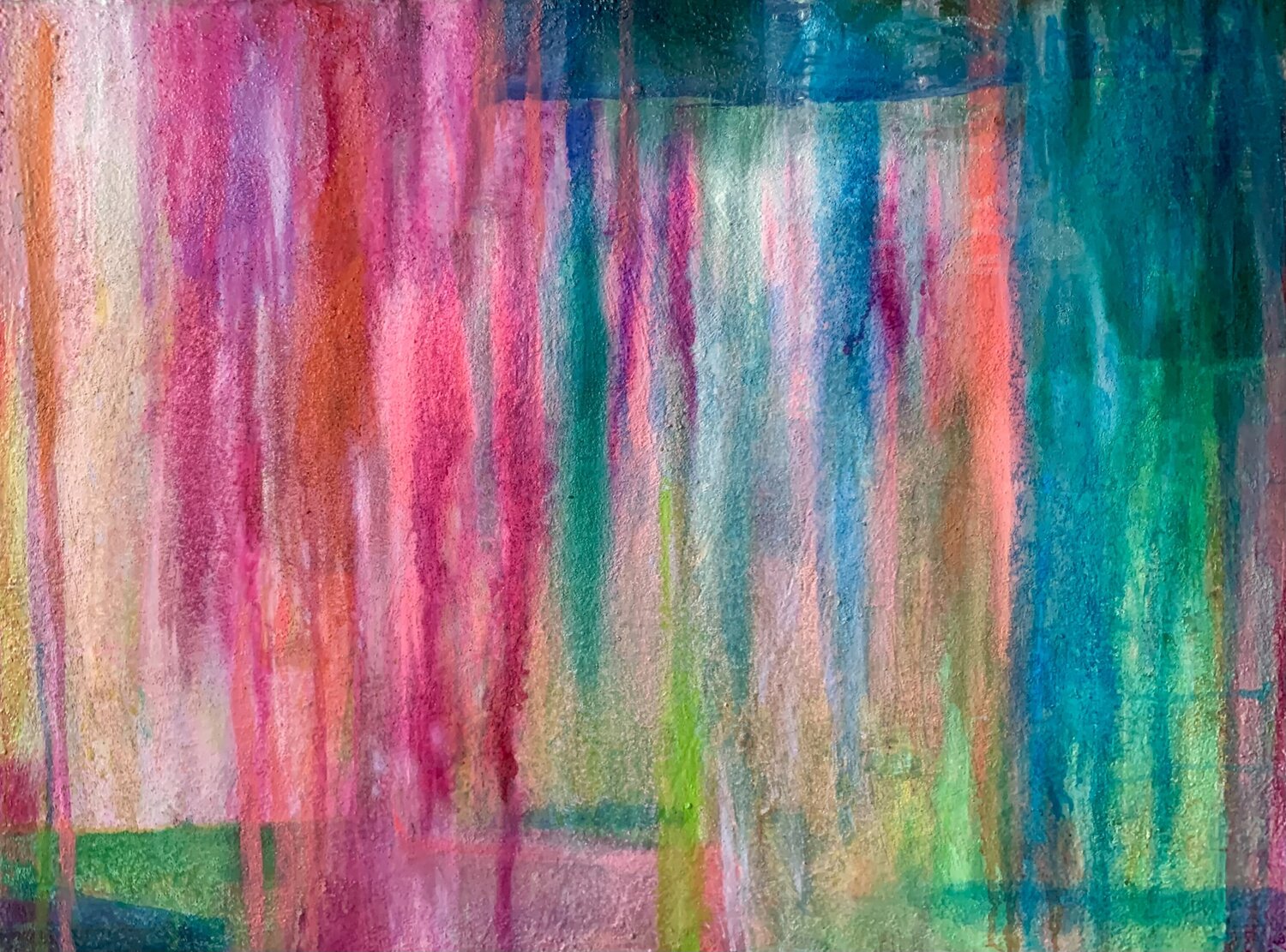 Abstract in Green and Pink Anne Samson