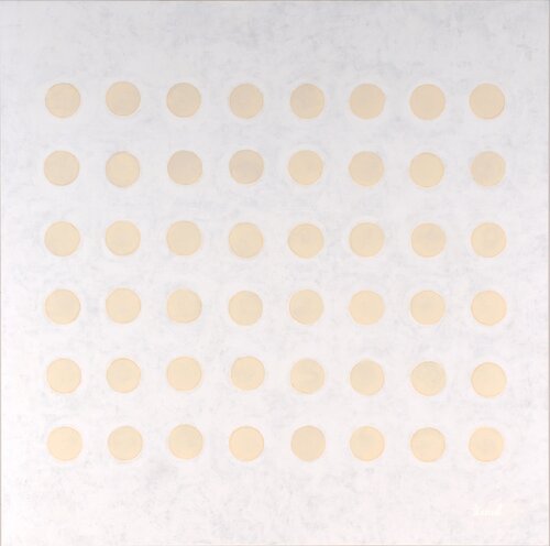 48 circles - inspired by Agnes Martin style di Marisol Evora, Pittura in vendita su Singulart