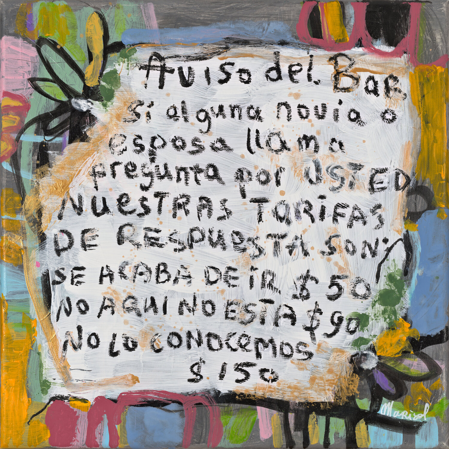 Aviso del Bar Marisol Evora