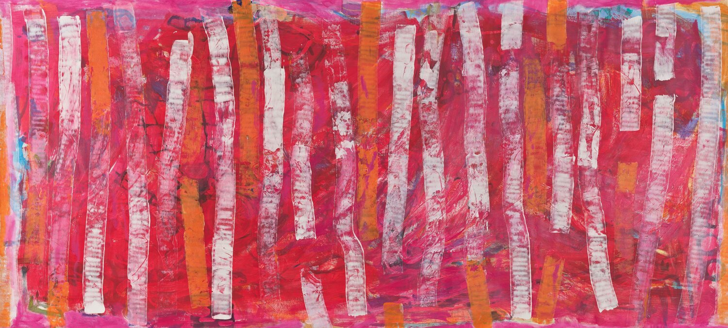 WHAT RED KNOWS - Toile abstraite géométrique Marisol Evora Originalgemälde zu verkaufen