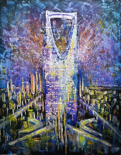 Whispers in the night of the capital von Randa Hijazi, Malerei kaufen auf Singulart