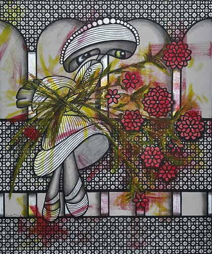 Between Flowers and Ashes von Randa Hijazi, Malerei kaufen auf Singulart