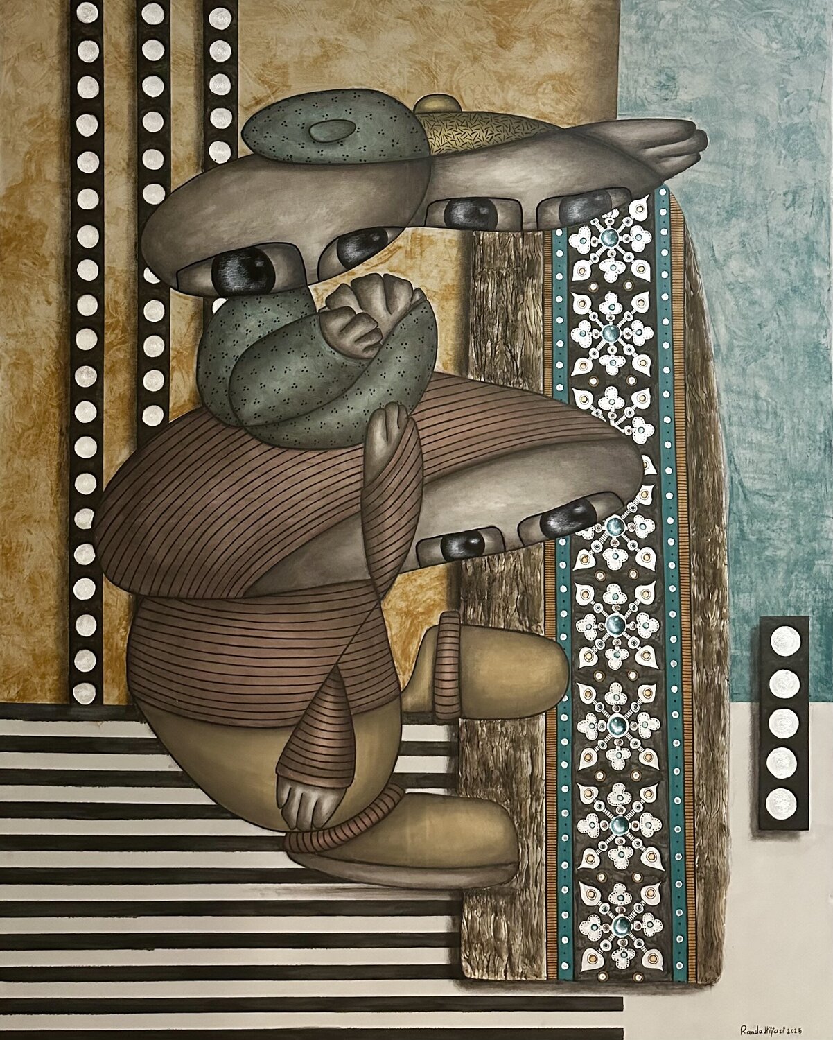 The Dialogue of Time with Damascus Randa Hijazi Originalgemälde zu verkaufen