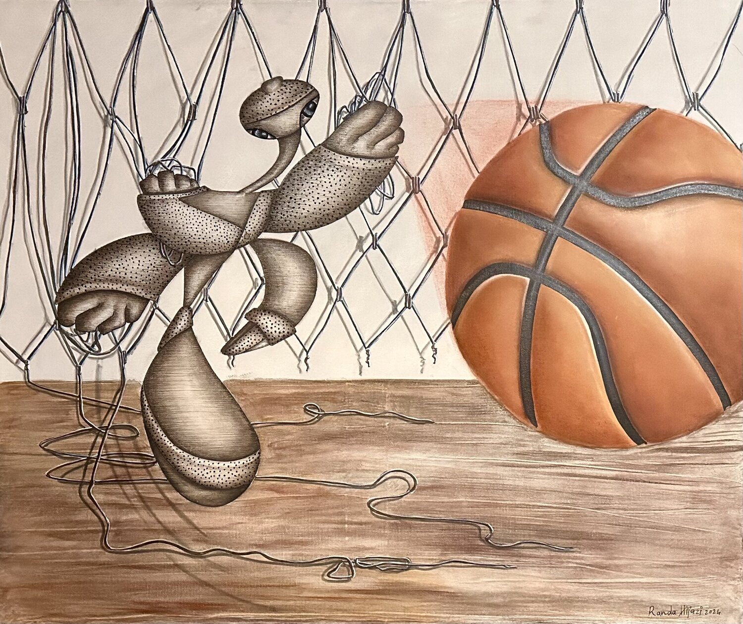 Holding on to the goal Randa Hijazi Originalgemälde zu verkaufen