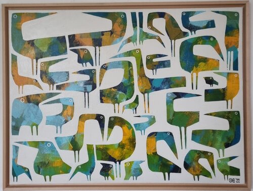 GREEN BIRDS di Gabriele Bruns, Pittura in vendita su Singulart