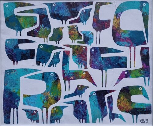 RAINBOW BIRDS von Gabriele Bruns, Malerei kaufen auf Singulart