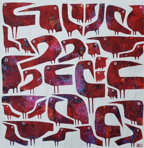 RED BIRDS von Gabriele Bruns, Malerei kaufen auf Singulart