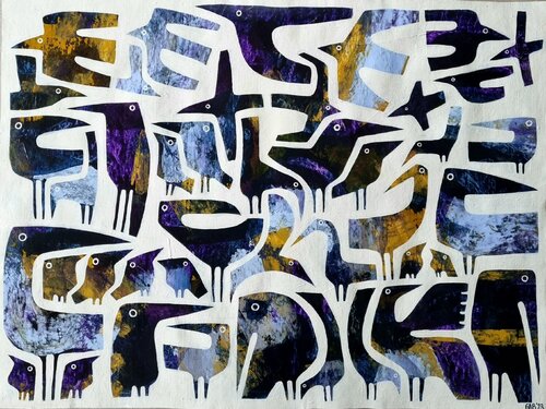PURPLE BIRDS di Gabriele Bruns, Pittura in vendita su Singulart