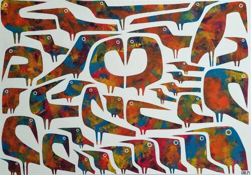 SUMMER BIRDS von Gabriele Bruns, Malerei kaufen auf Singulart