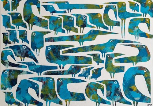 JADE BIRDS von Gabriele Bruns, Malerei kaufen auf Singulart