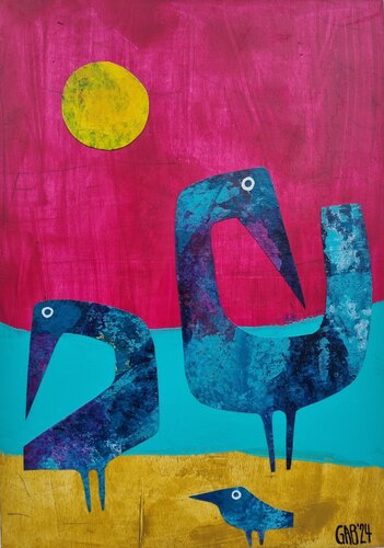 PINK SKY YELLOW SUN von Gabriele Bruns, Malerei kaufen auf Singulart